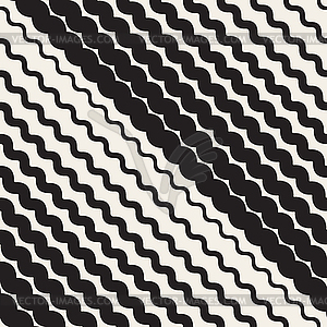 Seamless Black and White Rounded Wavy Parallel - vector clipart