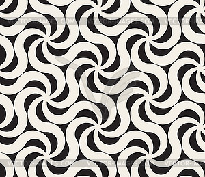 Seamless Black and White Arc Spiral Line Hexagonal - vector clipart