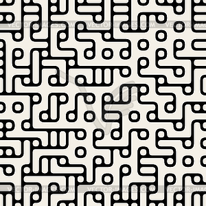 Seamless Black and White Rounded Maze Irregular - vector image