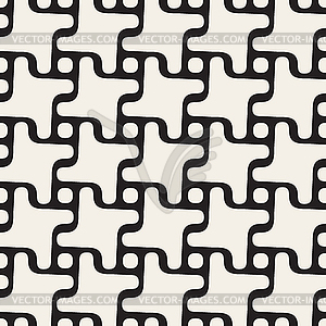 Seamless Rounded Line Swirl Cross Circle Pattern - vector clipart