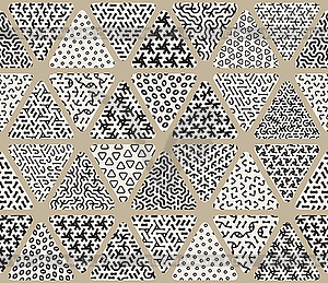 Seamless Black and White Triangle Patchwork Tiling - vector image