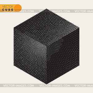 Dotted Isometric Cube Shape Stippling Halftone - color vector clipart