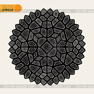 Black and White Dotted Radial Tattoo Style Mandala - vector image