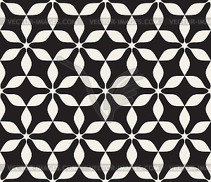 Seamless Black And White Floral Rounded Petals - vector clipart