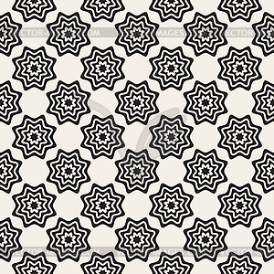 Seamless Rounded Star Burst Lines Shape Pattern - white & black vector clipart