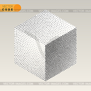 Dotted Isometric Cube Shape Stippling Halftone - vector clip art