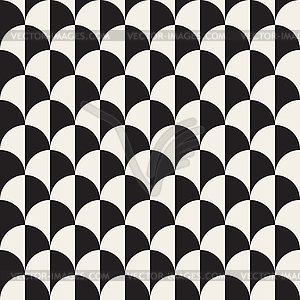 Seamless Black And White Overlapping Semi Circle - vector image