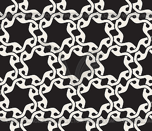 Seamless Black And White Rounded Wavy Interlacing - vector clipart