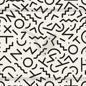 Seamless Black and White Retro Jumble Geometric Lin - vector image