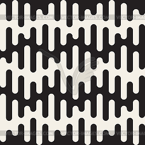 Seamless Black and White Rounded Drips Wavy Lines - vector clipart