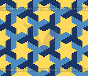 Seamless Blue Yellow Geometric Star Triangle Shape - vector image