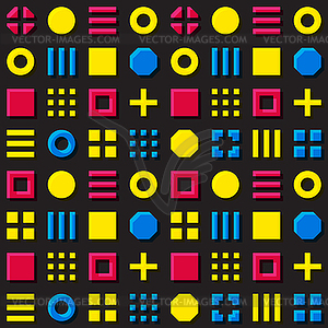 Seamless Geometric Primitive Blocks Grid In Cyan - vector clip art