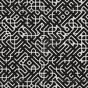 Seamless Black And White Irregular Grid Circuit Lin - vector clipart