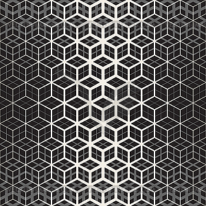 Seamless Star Cube Geometric Grid Halftone Line - vector clipart