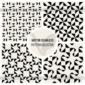 Seamless BW Geometric Triangle Square Pattern - vector clip art