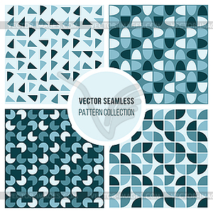 Seamless Blue Round Diagram Geometric Pattern - vector image