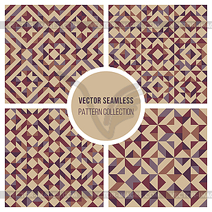 Seamless Truchet Geometric Pattern Collection - vector image