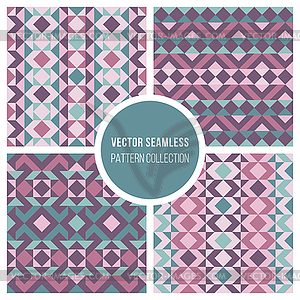 Seamless Truchet Geometric Pattern Collection - vector image