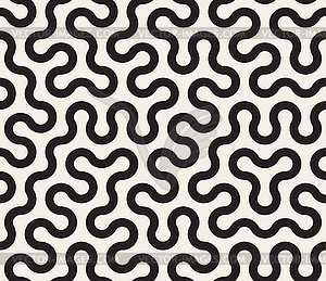 Seamless Black and White Tangled Round Stripes - vector clip art