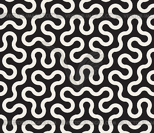 Seamless Black and White Tangled Round Stripes - vector image