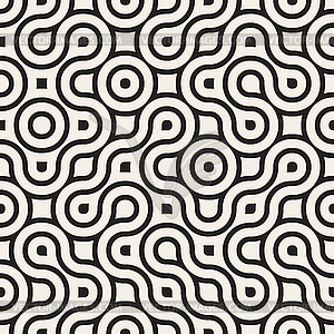 Seamless Black And White Rounded Irregular Maze - vector image