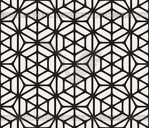 Seamless Black And White Geometric Hexagon Rounded - vector image