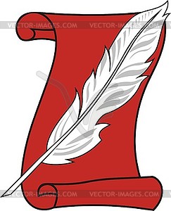 Scroll and feather - vector clipart