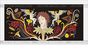 Ancient etruscan mythic decorative design - vector image