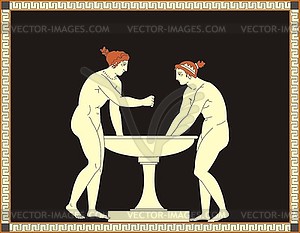 Античный этрусский мифический декоративный дизайн - изображение векторного клипарта