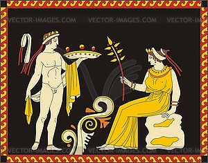 Ancient etruscan mythic decorative design - vector clip art