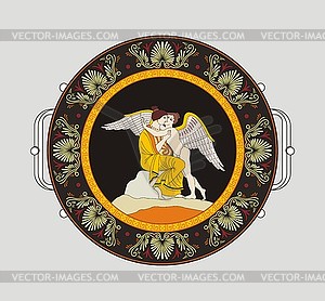 Ancient etruscan mythic decorative design - vector image