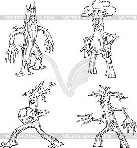 Alive tree - mythic characters - vector clipart