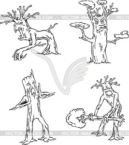 Alive tree - mythic characters - royalty-free vector clipart