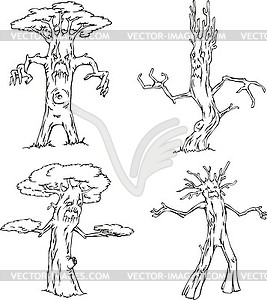 Alive tree - mythic characters - vector clip art