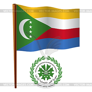 Коморские острова волнистой флаг - стоковый векторный клипарт