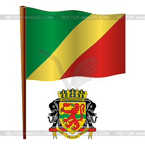 Congo republic wavy flag - vector clip art