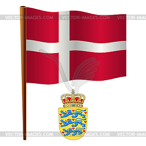 Denmark wavy flag - vector clip art