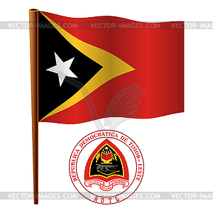 East timor wavy flag - vector image