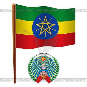 Ethiopia wavy flag - vector clip art