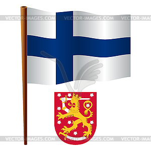 Finland wavy flag - vector clip art