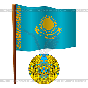 Kazakhstan wavy flag - vector clipart