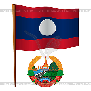 Laos wavy flag - vector image