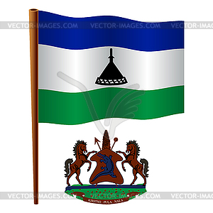 Lesotho wavy flag - vector clip art