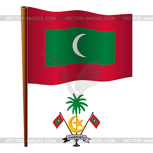 Maldives wavy flag - vector clipart