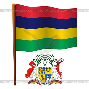 Mauritius wavy flag - vector image