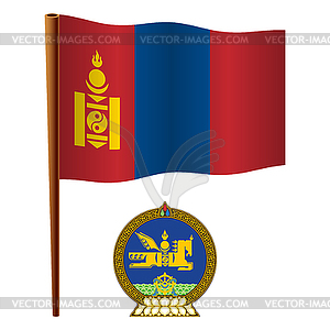 Mongolia wavy flag - vector clipart