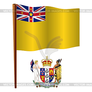 Niue wavy flag - color vector clipart