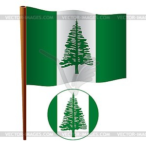 Norfolk island wavy flag - vector image