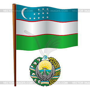 Uzbekistan wavy flag - vector clipart