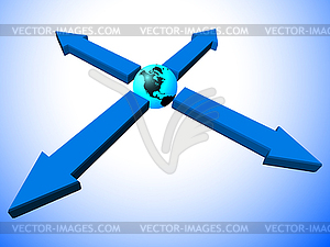 Глобус с стрелки - клипарт в векторном формате